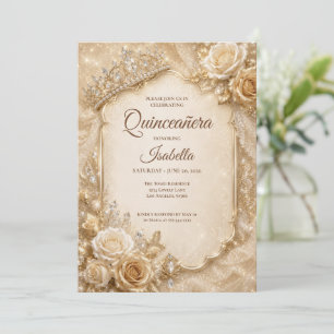 Lyx Ivory Guld Prinsessa Quinceañera Inbjudningar