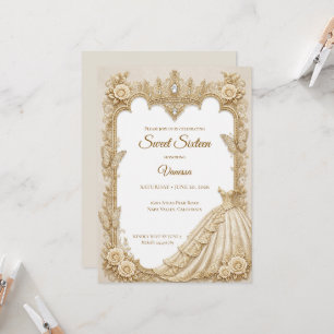 Lyx Ivory Guld Prinsessa Sweet 16 Inbjudningar