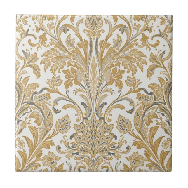 Lyx, Klassisk, Elegant, Guld Beige Mönster Kakelplatta (Framsidan)