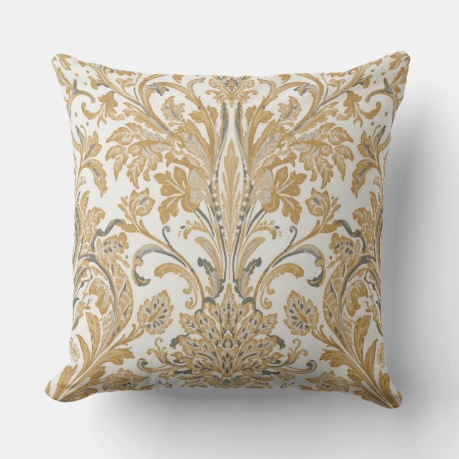 Lyx, Klassisk, Elegant, Guld Beige Mönster Kudde (Framsida)