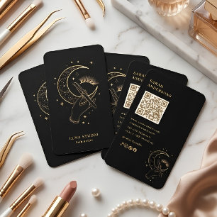 Lyx Lash Artist Svart Guld Celestial QR-kod Visitkort