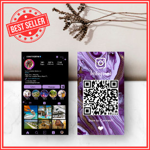 Lyx Lila & Svart QR Visitkort