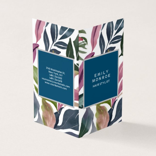 Lyx Linen Plain Modern Minimalist Blommigt Visitkort (Utsida)