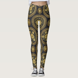 Lyx Lotus Mandala Guld Emblem Leggings