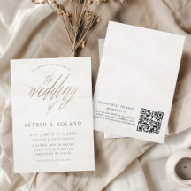 Lyx Minimal Guld & Beige QR-kod Bröllop