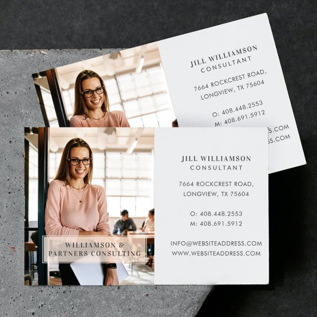 Lyx Minimal Modern Enkel Professionell Foto Magnetiska Visitkort (Minimal & Professional Employee Business Photo Business Card Magnet)