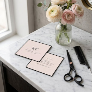 Lyx Minimal Monogram Rosenskär Klassisk Chic Fyrkantigt Visitkort