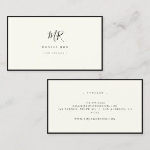 Lyx Minimal Monogram Svart Elfenben Chic Stilig B Visitkort