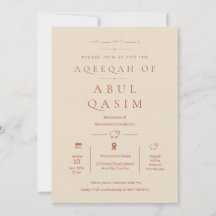 Lyx Minimalist Beige Islamsk Aqeeqah Baby Pojke