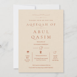 Lyx Minimalist Beige Islamsk Aqeeqah Baby Pojke Inbjudningar
