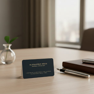 Lyx Minimalist   Modern Professionell Djupblå  Visitkort