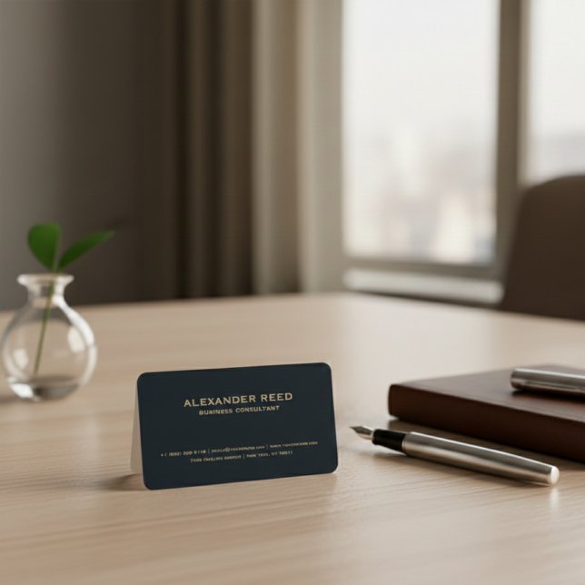 Lyx Minimalist | Modern Professionell Djupblå  Visitkort (Skapare uppladdad)