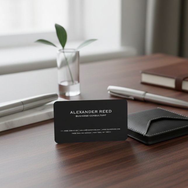 Lyx Minimalist | Modern Professionell Svart Visitkort (Skapare uppladdad)