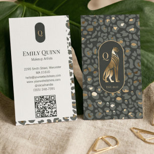 Lyx Monogram Leopard Gepardtryck Skönhet QR Visitkort