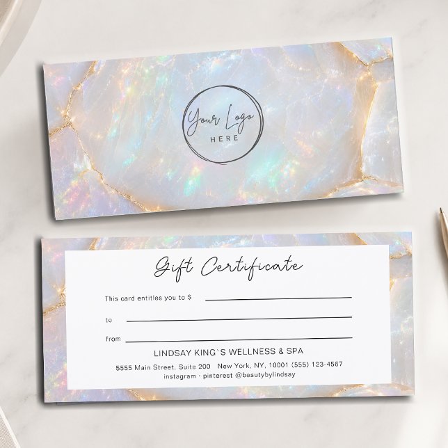 Lyx Opal Holografisk Logotyp Presentkort (Luxury Opal Holographic Logo Gift Certificate)