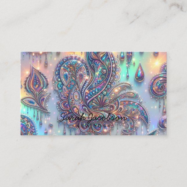 Lyx Opal Paisley Diamond  Visitkort (Framsida)