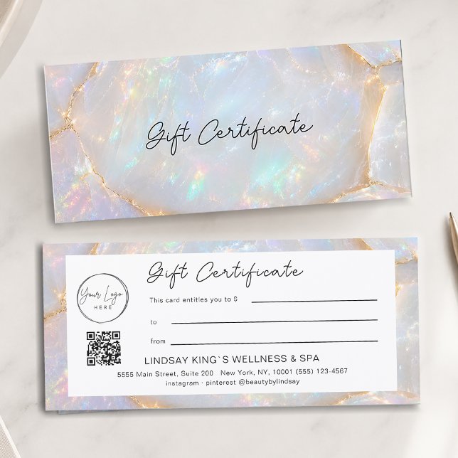 Lyx Opal QR-kod Logotyp Presentkort (Luxury Opal QR Code Logo Gift Certificate)