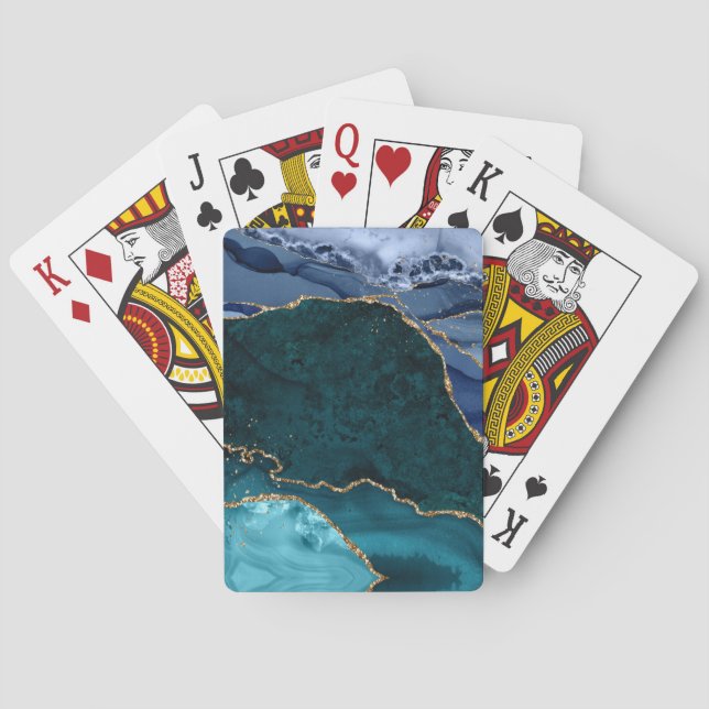 Lyx Påfågel Agat & Guld Casinokort (Baksidan)