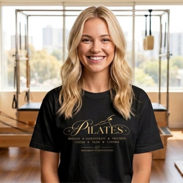 Lyx Pilates | The Core Principles Gold T Shirt (Luxury Pilates _ The Core Principles T-Shirt Gold)