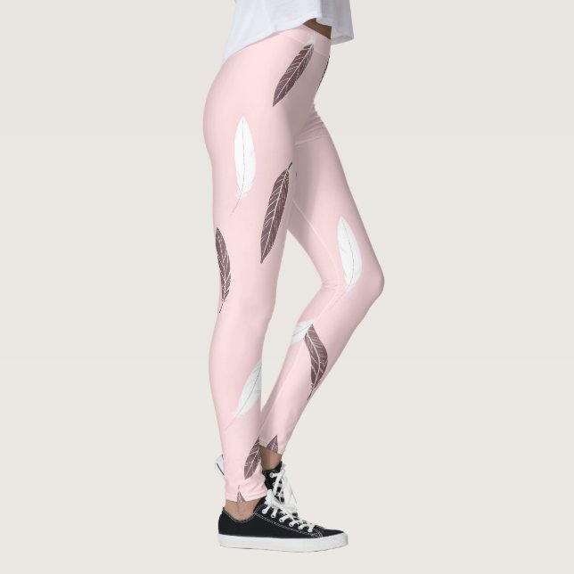 Lyx Populära Fjädrar Boho Kollektion Leggings (Höger)