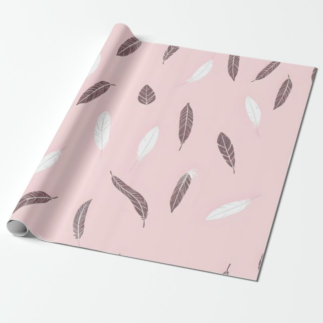 Lyx Populära Fjädrar Boho Kollektion Presentpapper (Utrullad)