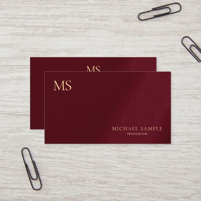 Lyx Premium Tjock Stilren Guld Text Monogram Visitkort (Fram/Back In Situ)