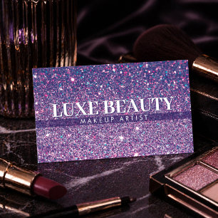 Lyx Purple Glitter Sminkartist Minimalist Visitkort