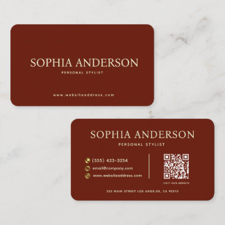Lyx Röda och Krämfärgade QR-kod Personlig Stylist Visitkort