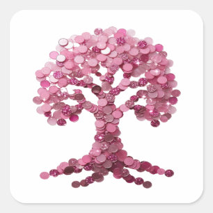 Lyx Rosa BRÖSTCANCER MEDVETEN TREE Klistermärke Ko