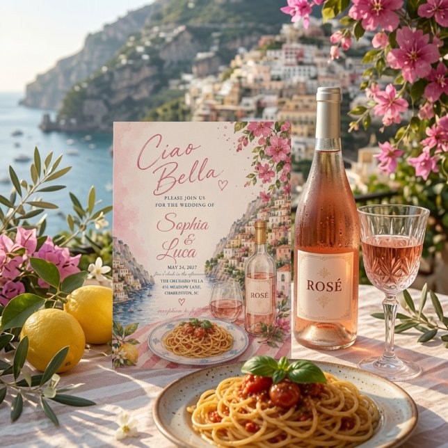 Lyx Rosa Ciao Bella Positano Inbjudningar (Skapare uppladdad)