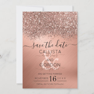 Lyx Rosa Guld Glitter Konfetti Metallisk Bröllop Spara Datumet