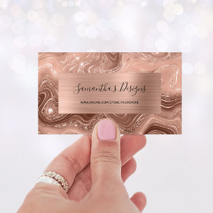 Lyx Rosa Guld Marmor Agat Glam Folie Visitkort