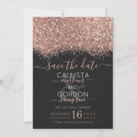 Lyx Rosa Guld Svart Glitter Konfetti Bröllop