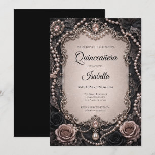 Lyx Rosa Rhinestones Glitter Quinceañera Inbjudningar