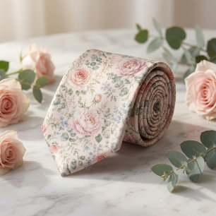 Lyx Rosa Ros Romantisk Trädgård Bröllop Slips