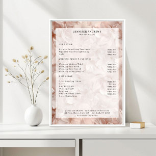 Lyx, rosabeige, blomma, salong Prislista Poster