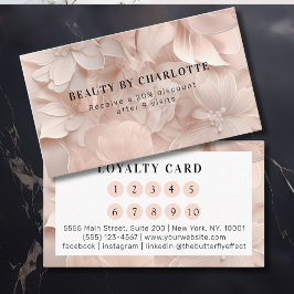 Lyx, rosabeige, blomster salong lojalitet visitkort