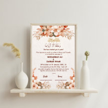 Lyx Roséguld Blommig Ram Nikah-kontrakt