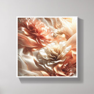 Lyx Roséguld Sidenblommor - Abstrakt Fluidum Canvastryck
