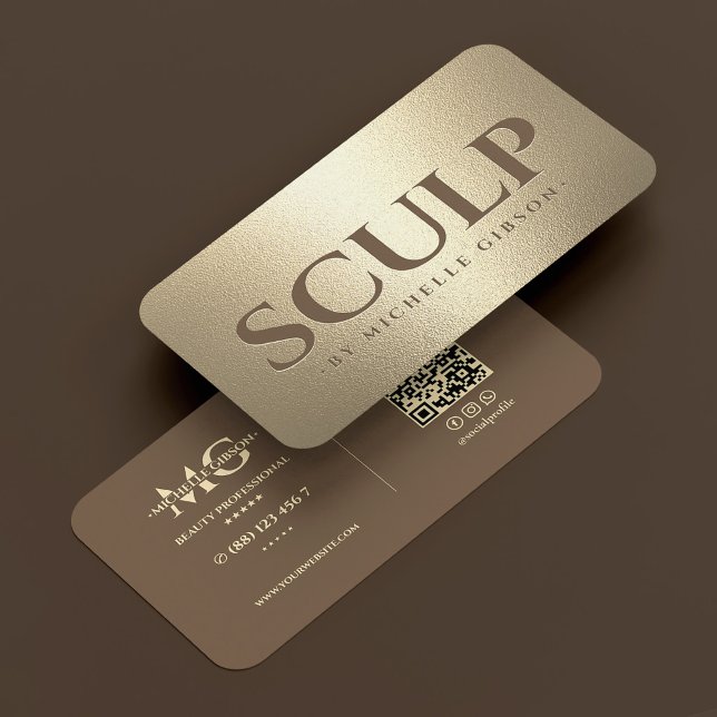Lyx Sculp Med Spa Brun Falskt Guld Visitkort (Luxury Sculp Med Spa Brown Faux Gold Business Card
)