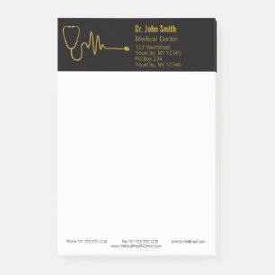 Lyx Stetoskop Guld ECG Våg EKG Linje Medicinsk Post-it Block