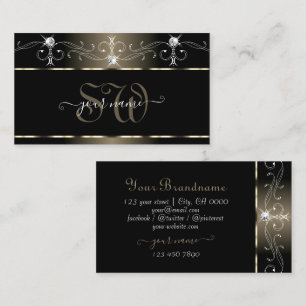 Lyx Svart Beige Slingor Glitter Juveler Initialer Visitkort