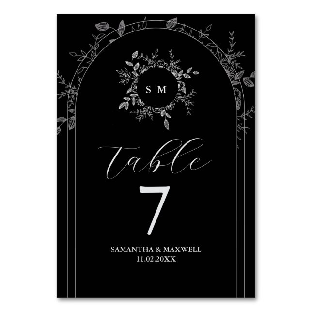 Lyx Svart Elegant Anpassad  Bordsnummer (Framsidan)