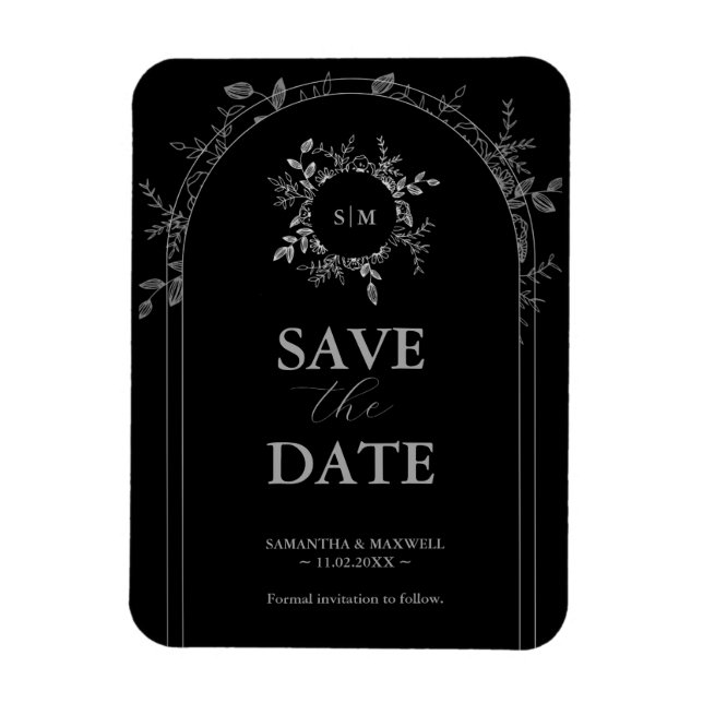 Lyx Svart elegant  Spara datumet  Magnet (Vertikal)