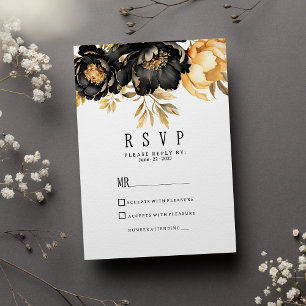 Lyx svart elfenbensguld påsklilja blommande RSVP Inbjudningar