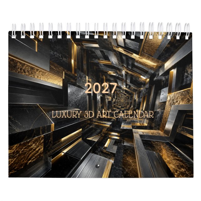Lyx Svart & Guld 3D 2027 Kalender (Omslag)