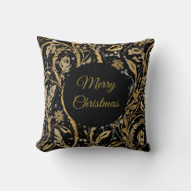 Lyx Svart Guld Blommor Mönster, God Jul