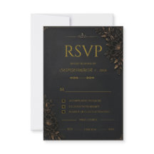 Lyx Svart Guld Bröllop RSVP-kort