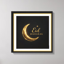 Lyx Svart & Guld Eid Mubarak Väggkonst – Elegant