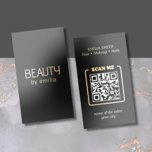 Lyx Svart Guld Folie Skönhetssalong QR-kod